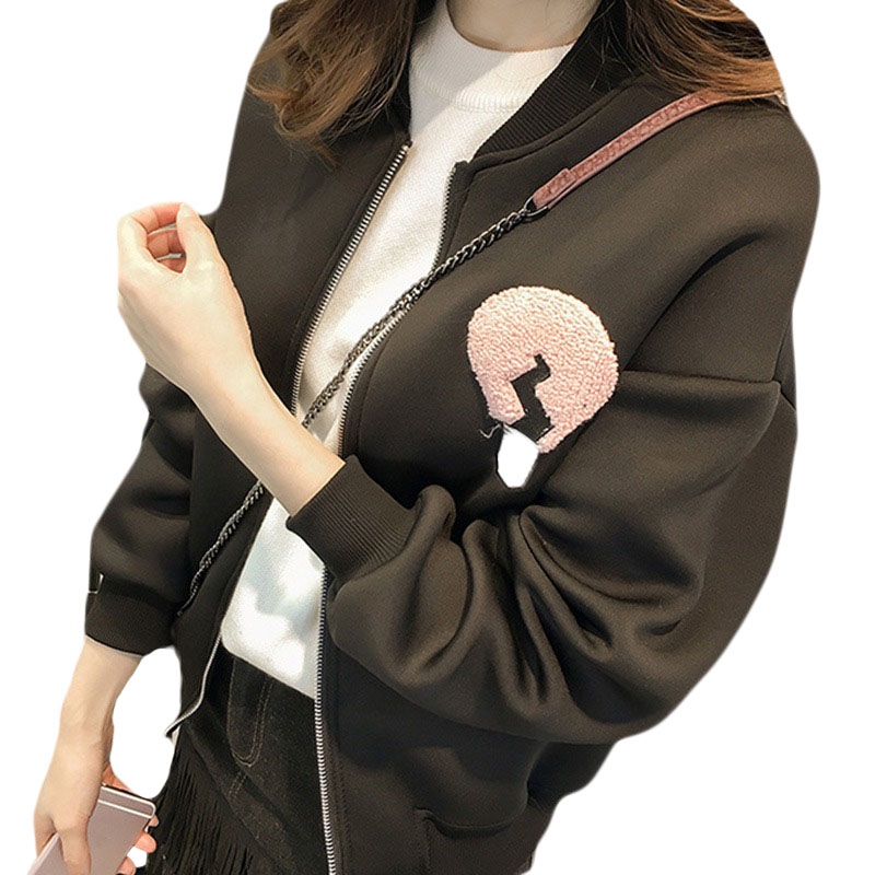 

Women Coat Korean Version Of The Spring And Autumn Printing Loose Casual Sports Short Cardigan Coat Hot, Pink