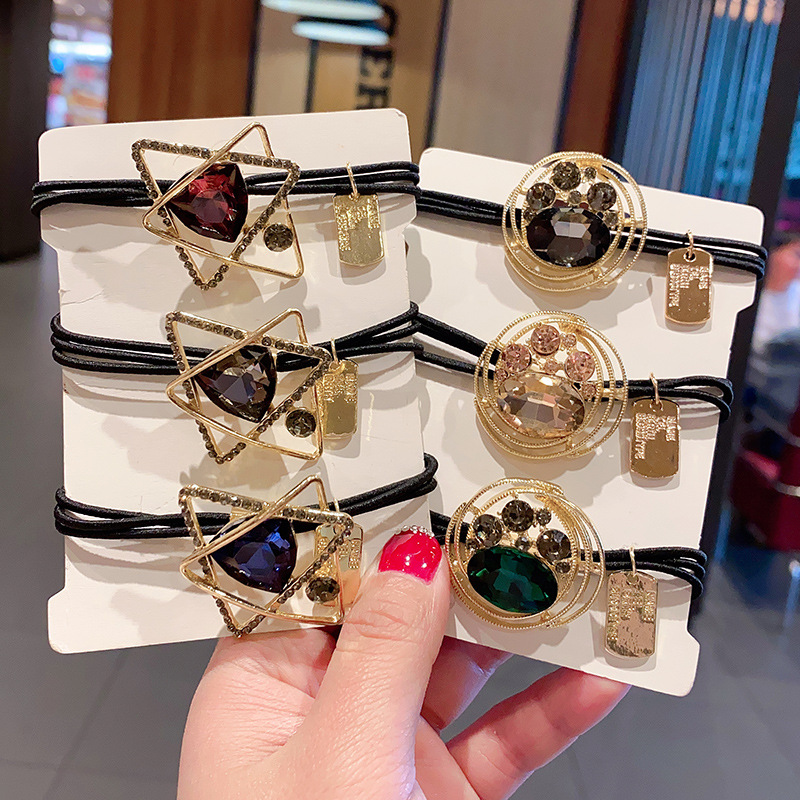 

Crystal Geometric Elastic Hair Band For Women Hair Accessories Crystal Tie Rubber Band For Scrunchies