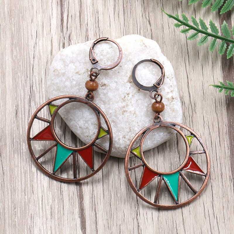 

Fashion Bohemian Style Alloy Earring Round Geometric Simple Drop Hook Hanging Pendant Earrings Jewelry for Women Lady Grils