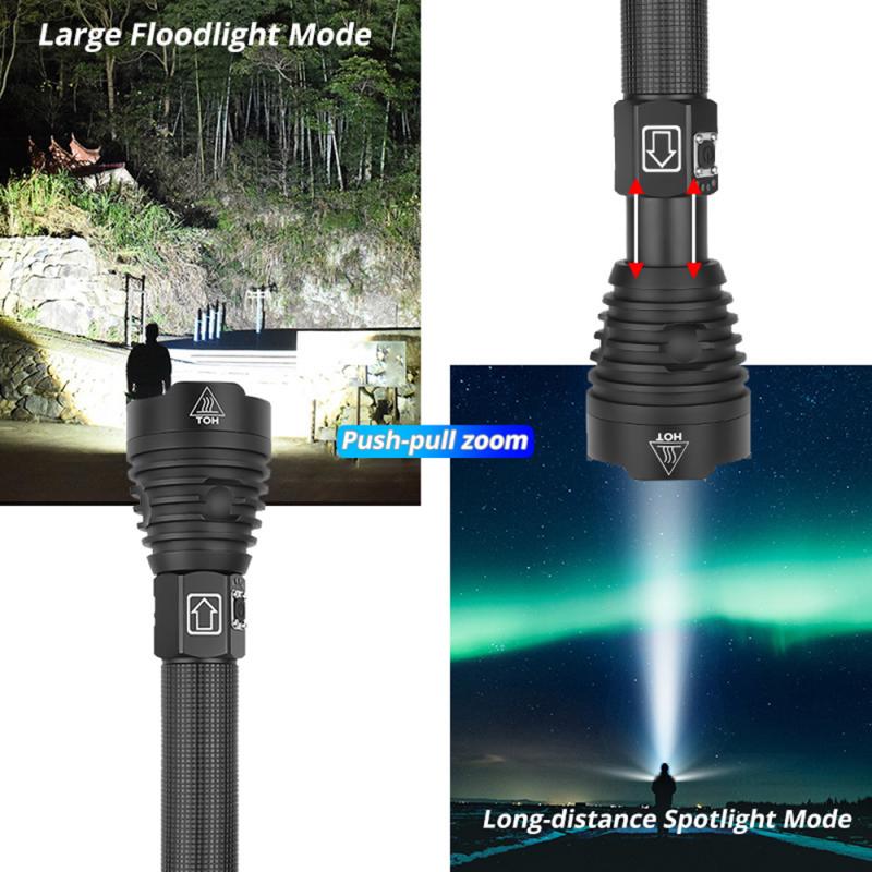 

Flashlights Torches Super Bright XHP90 Led Ultra Torch Camping Light Waterproof Zoomable Bicycle With 18650 26650 Battery