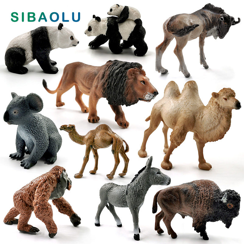 

New Wildebeest Donkey Koala Panda Camel Lion Cow figurine Animal model home decor miniature fairy garden decoration accessories