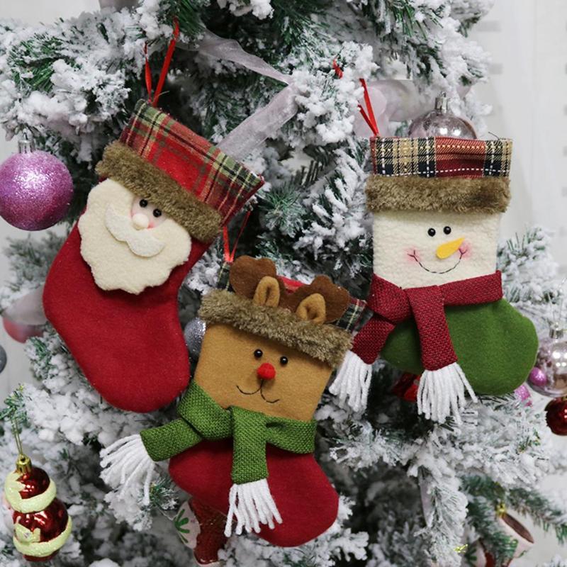 

Christmas Stockings Gift Bag Kids Candy Bag Pouch Xmas Tree Decorative Sock