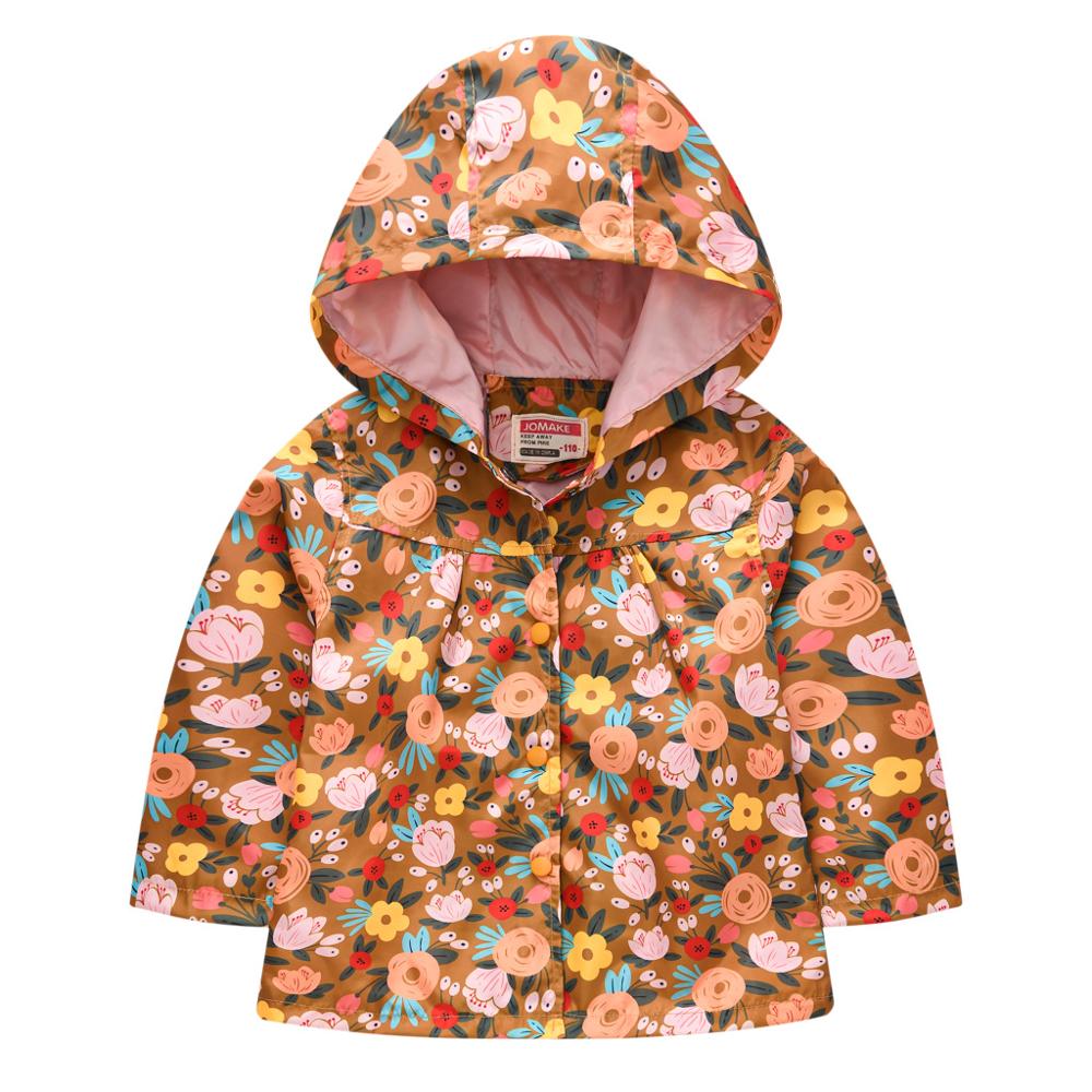 

Baby girl windbreaker jacket 2020 new flower flower windbreaker windproof and rainproof jacket hooded fashion print row girl coa, 3098-1