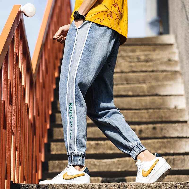 

Haroun pants male 2020 summer new men' clothing han edition joker students jeans male feet nine points pants, See chart