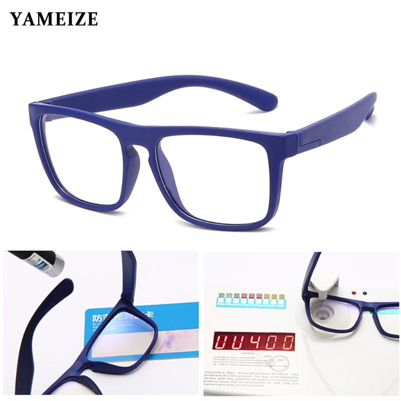 

YAMEIZE Kids Anti Blue Light Glasses Children Silicone Soft Optical Square Frame Eyeware Boy Girls Computer Transparent Glasses