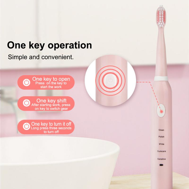 

SA-86 Electric Toothbrush USB Rechargeable Toothbrush High Frequency Little Noise Timing +4 Brush Heads