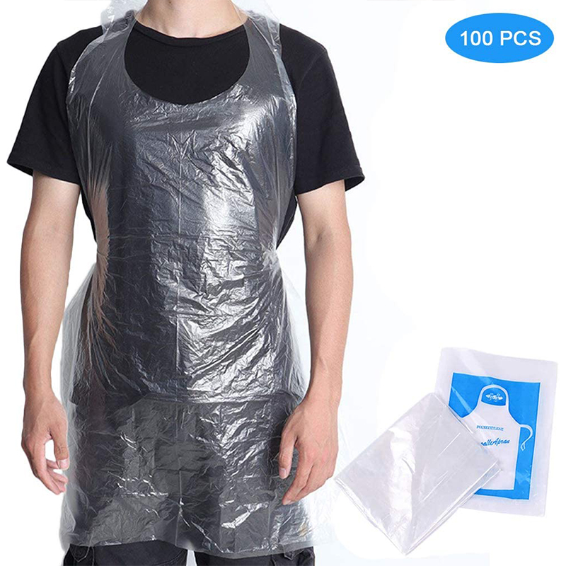 

100Pcs Disposable Aprons Waterproof Workwear Transparent Sanitary Protective Uniform Aprons for Painting Cooking Beauty Salon