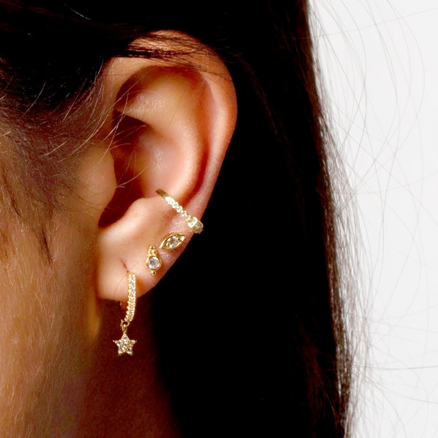 

2020New fashion 925 sterling silver Christmas gift delicate star charm clip on micro pave clear cz cute tiny star dangle earring