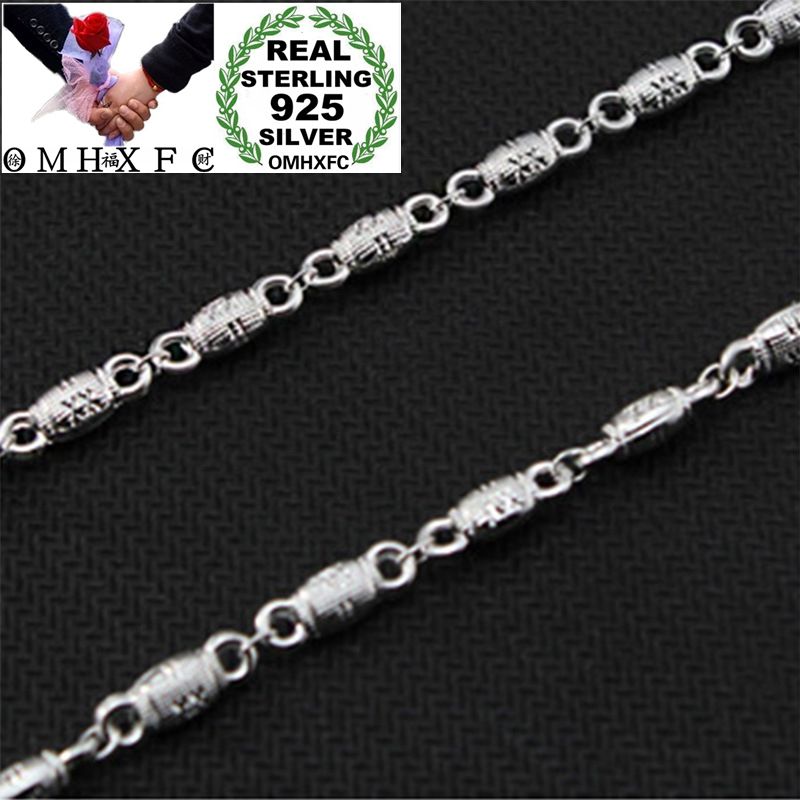 

MHXFC Wholesale European Fashion Man Male Party Birthday Wedding Gift Olive Beads 925 Sterling Silver Chain Necklace NL207