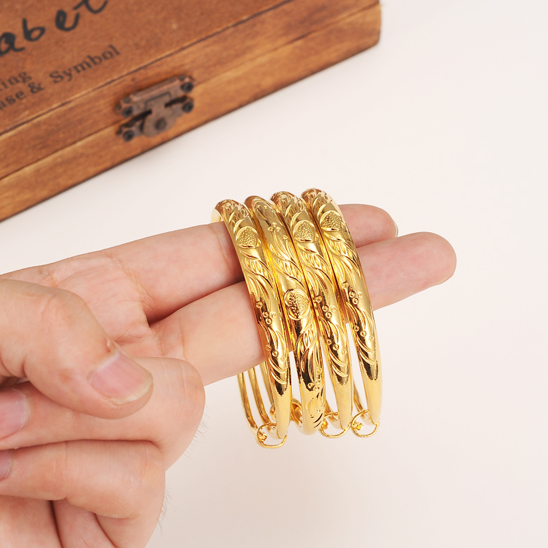 

12pcs dubai gold Bangle women girls Gold Color Ethiopian Bracelet Africa Arab Jewelry anklet wedding partyGift