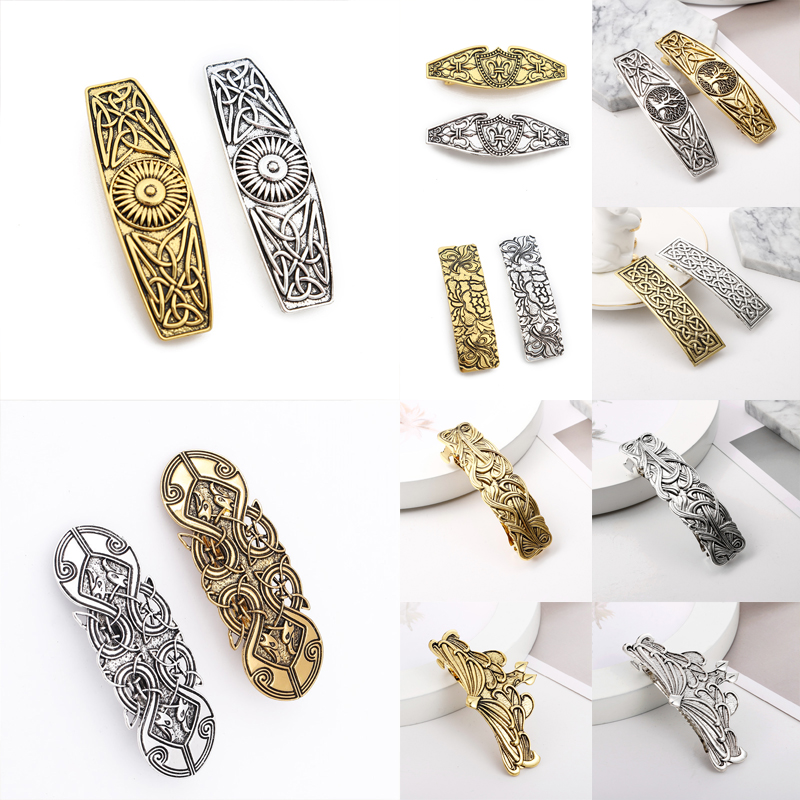 

Viking Hairpin Nordic Celtics Knots Crown Vintage Metal Hair Barrettes Dragons Slide Hair Clip Women Jewelry Accessorie