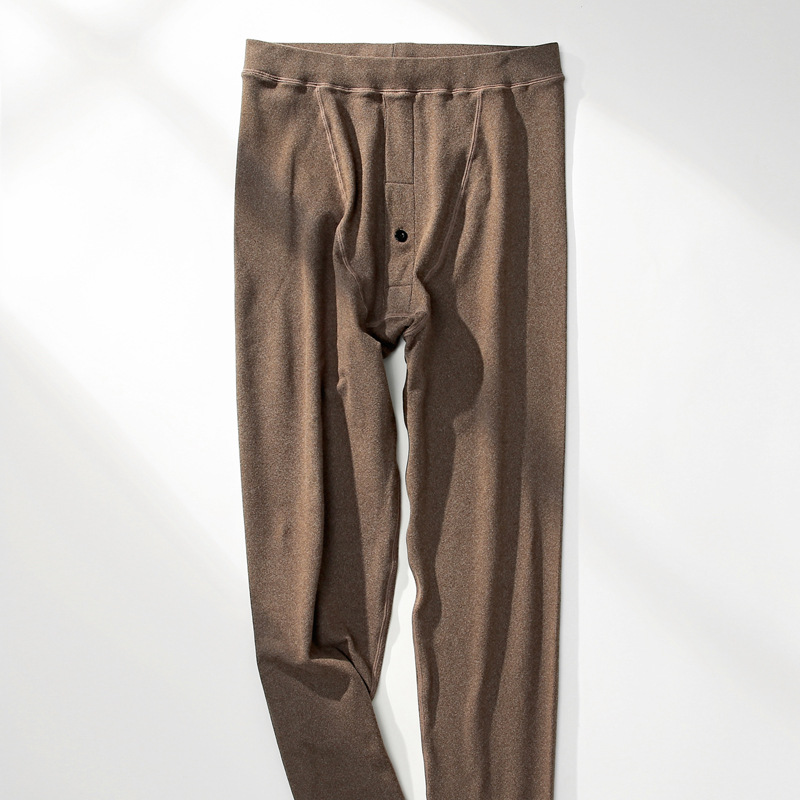 

Men Long Johns Velvet Soft Warm Suits Shirt+pants Set Winter Men Thicken Thermal Underwear, Khaki