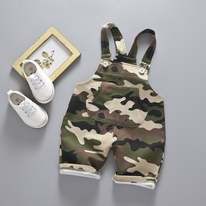 

2020 Casual Summer Baby Boys Girls Roupas Camouflage Infants Kids Children Cotton Overalls Shorts Pantalones, Army green