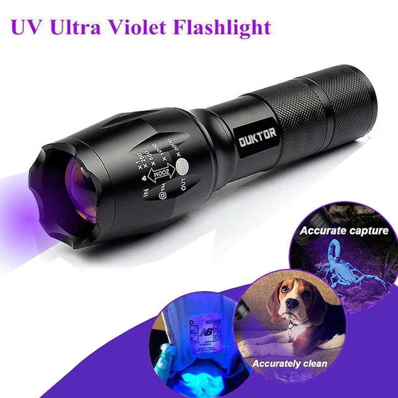

Flashlights Torches UV Led 365nm Ultra Violets Ultraviolet Invisible Zoomable For Pet Stains Hunting Marker Checker By 18650