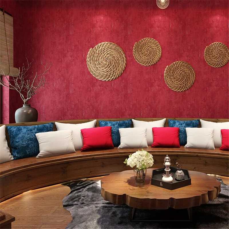 

Upscale Retro pure color red wallpaper burgundy big red living room bedroom KTV background wall paper clothing store wallpaper, 3207