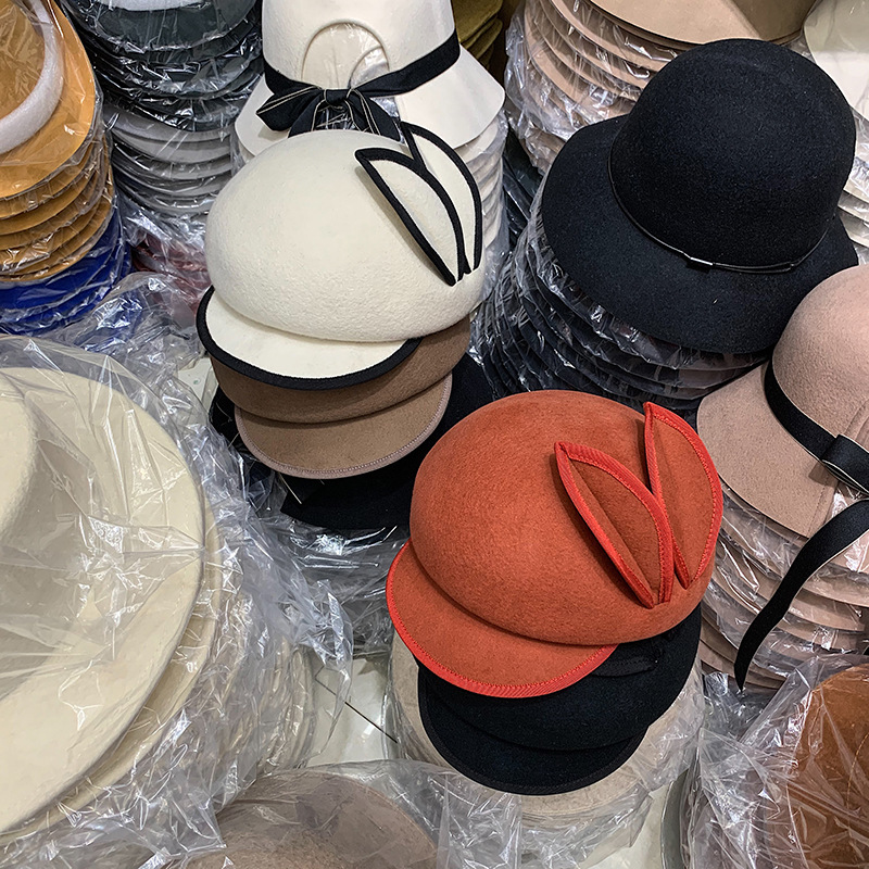 

202009-27-39245 Export to Japan Lateral ear cute wool leisure Octagonal hat men women visors cap, Black