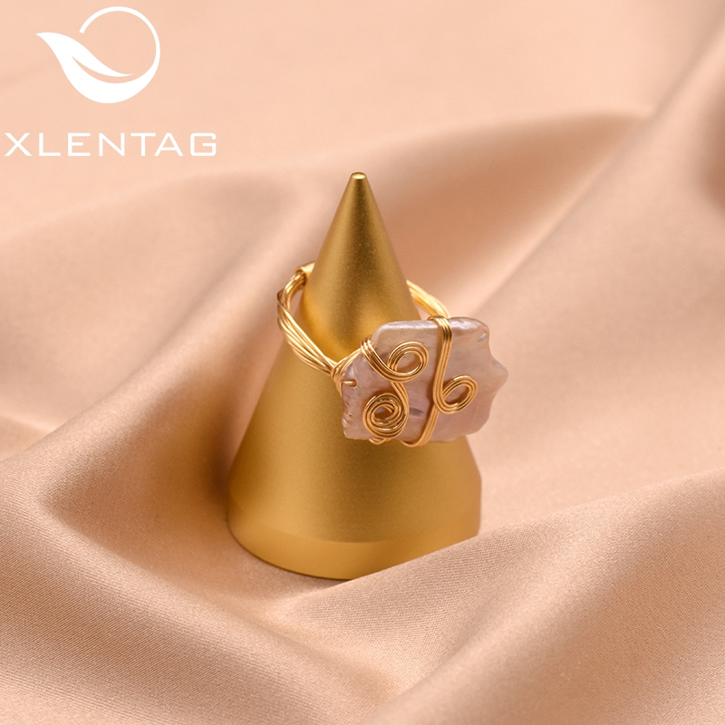

XlentAg Natural Geometric Baroque Pearls Eternity Rings For Women Wedding Gifts Viking Statement Luxury Jewellry Designer GR0250