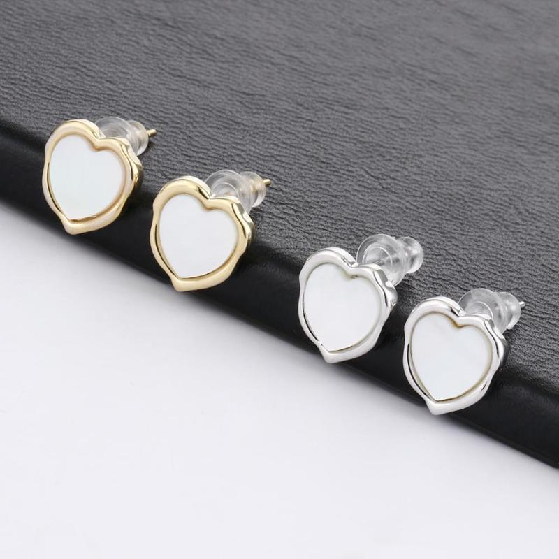 

Stud Sweet Love Heart Shell Earrings For Women Ladies Gold Silver Color Earring Simple Minimalist Ear Studs Jewelry Accessories