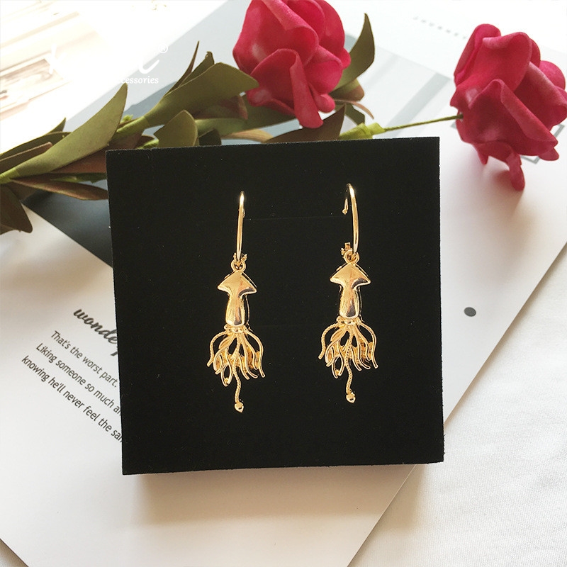 

KOMi Fashion Long Marine Jellyfish Ear Hook New Seaside Vacation Style Cartoon Squid Tassel Dangle Earrings Ladies Jewelry K2463