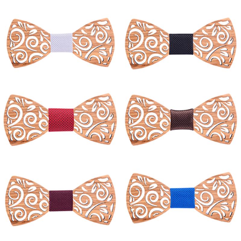 

New Design Handmade Adjustable Wooden Bow Tie Mens Floral Hollow Carved Wood Bowtie For Man Wedding Accessories Neck Ties Gift