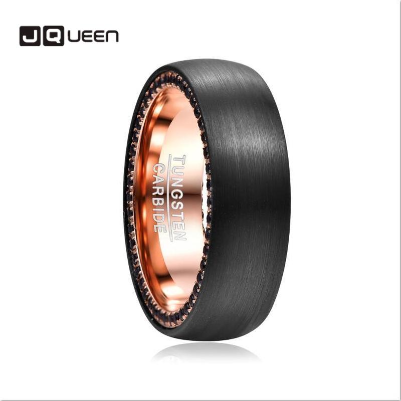 

Man Zircon Bague Black Tungsten Brushed Inlaid Ring Steel Inner Men Rose Carbide Side Homme Surface Ring For Gold Skhod