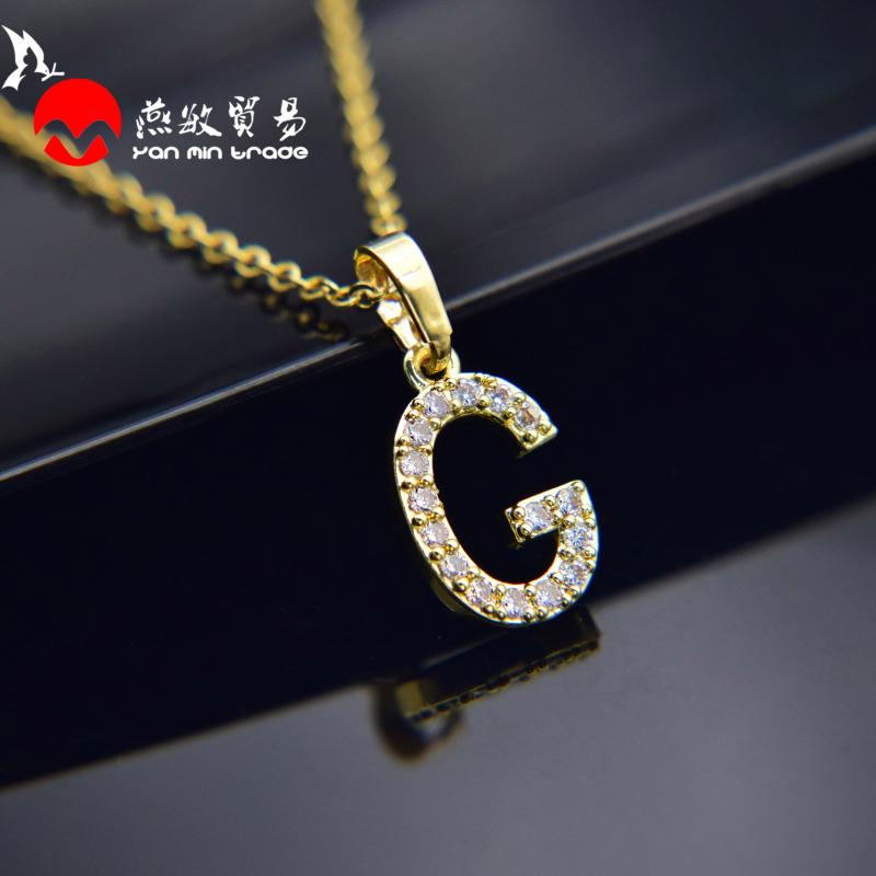 

Simple A-Z Letter Necklace Cubic Zirconia Initial Necklace For Women Gold Silver Color Name Micro Fashion Jewelry