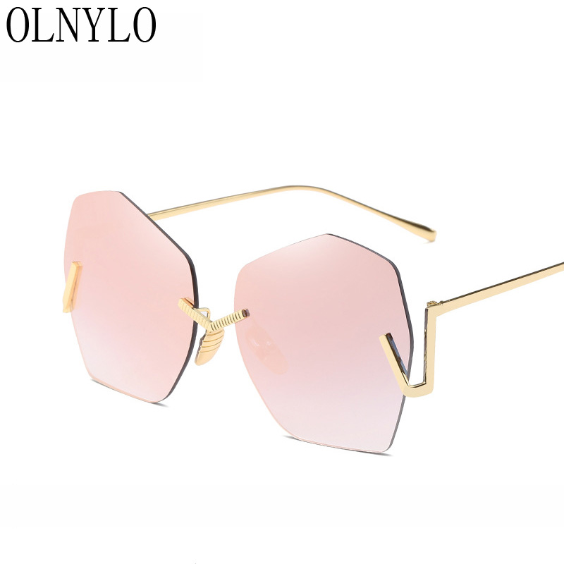 

New Luxury Semi rimless Sunglasses Women Brand Designer Mirror Retro Sun Glasses Vintage Gradient Masculino