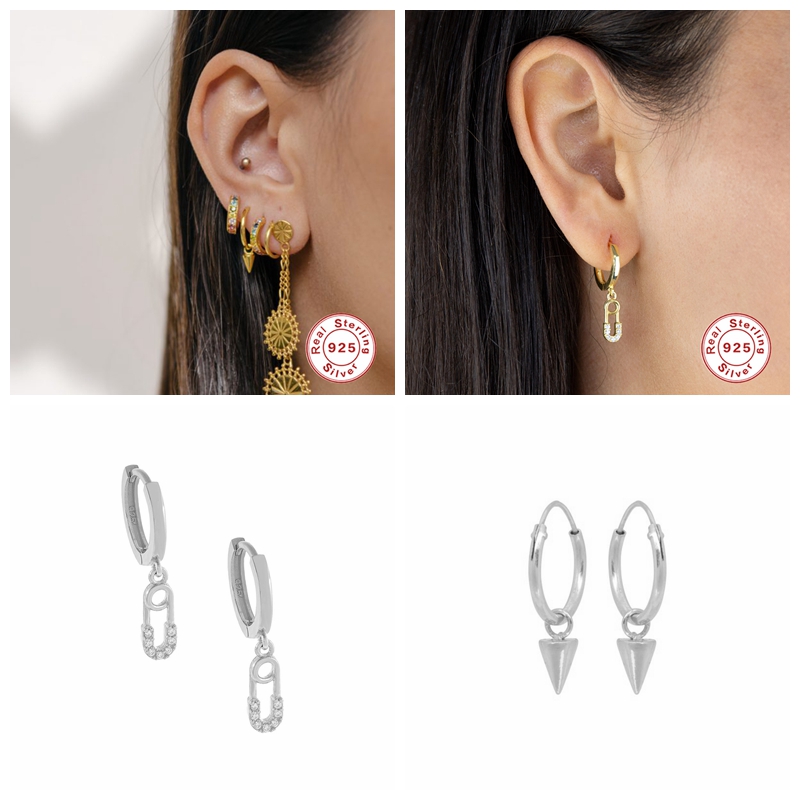 

Solid 925 Sterling Silver Earrings Minimalist Huggies Hoop Earrings For Woman Birthday Pendientes Brincos Jewelry Accessories