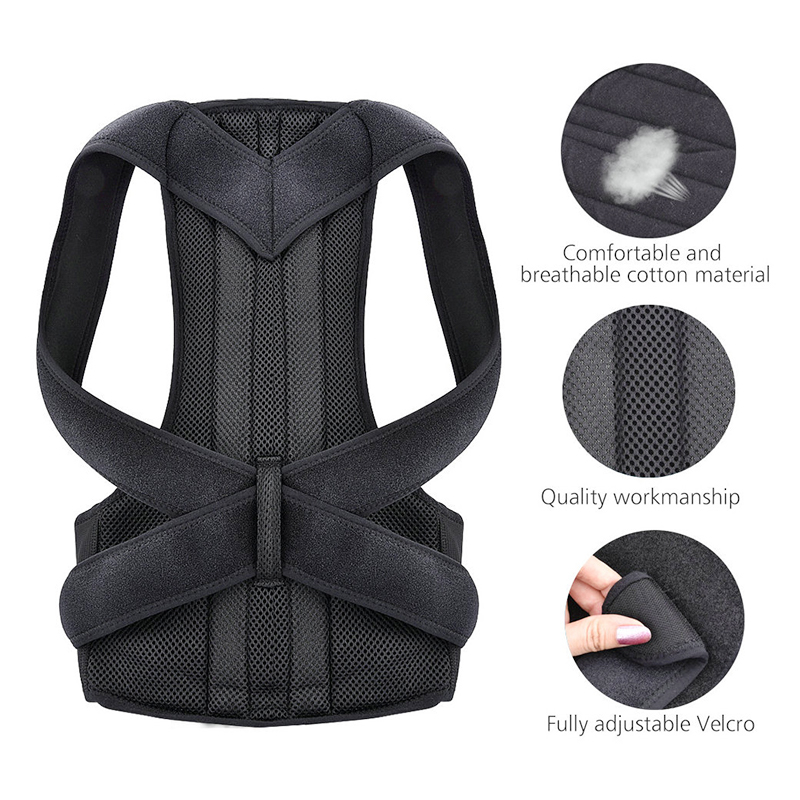 

XS-4XL Adjustable Back Posture Corrector Clavicle Spine Back Shoulder Lumbar Brace Support Belt Posture Correction For Man Woman, Black
