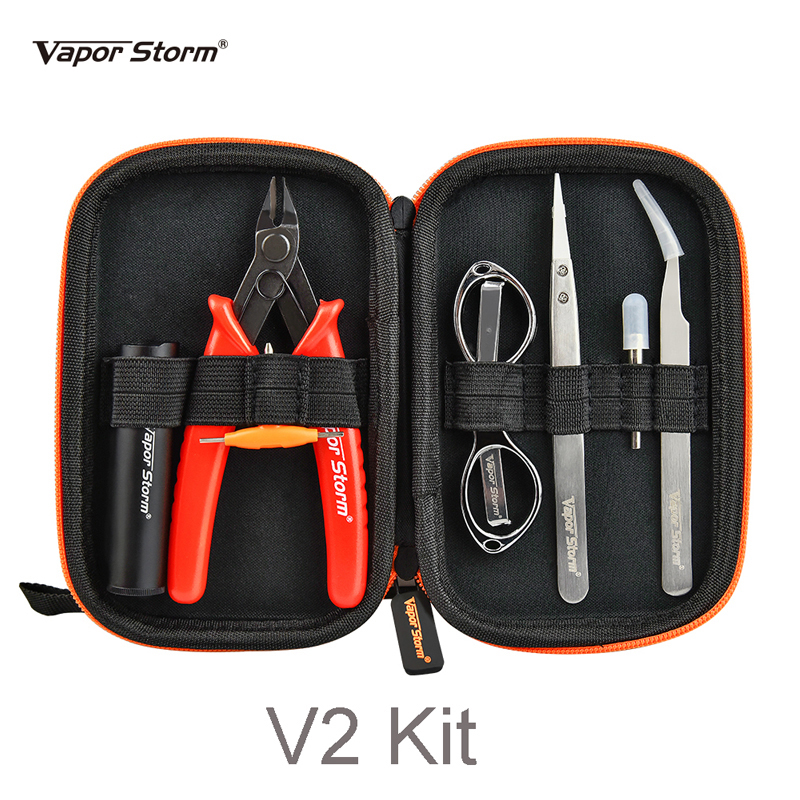 

Authentic Vapor Storm V2 Tool Bag Kit fit RDA DIY Tools Kit DIY Atomizers Tank cutting plier coil jig screwdriver brush Tweezers Ecig