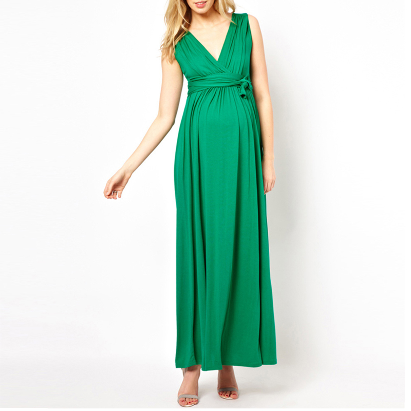 

Hot mom 2020 maternity dress summer dress Europe and America short-sleeved large size pregnant women long skirt pregnant women l, Green