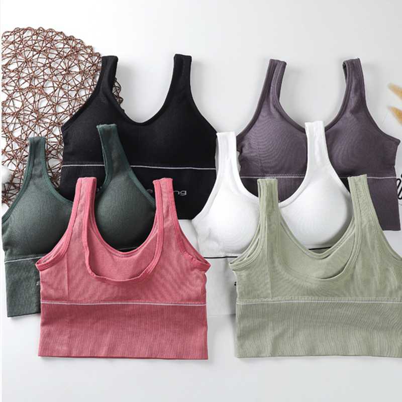 

Crop Top Women Yoga Bra Gym Fitness Push Up Yoga Bra Cup For A-D Black White Running Sport Sports Women For Fitness Top, Army green