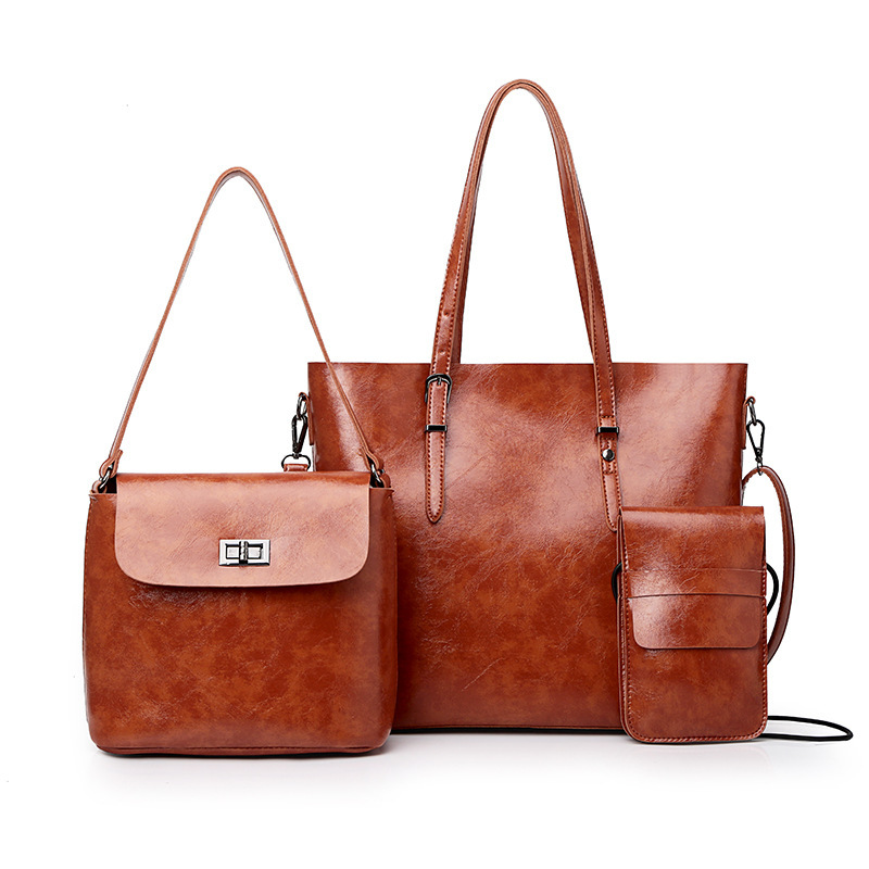 

Three-piece Set Fashion Bags Single-shoulder Bag for Women bag Women's Handbag, Khaki