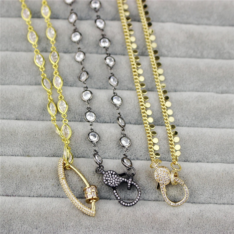 

16inch 5pcs/lot New design cz necklace,plated cz pendant component,popular rosary chain necklace cheap wholesale