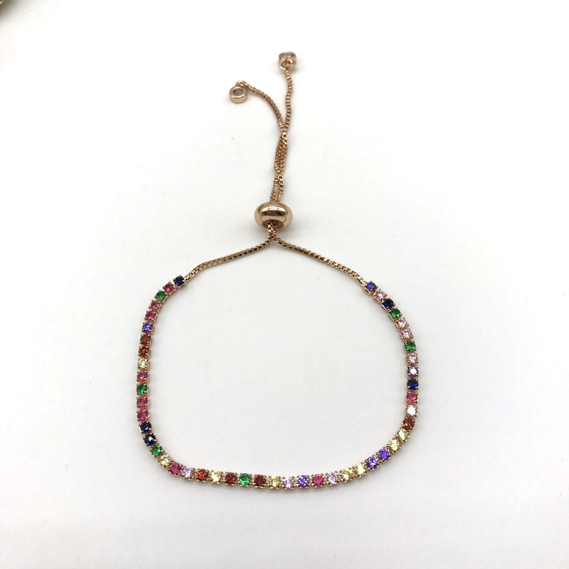 

5pcs/lot Most Popular Rainbow cz Adjustable Bracelets Pull Tie Jewelry for women