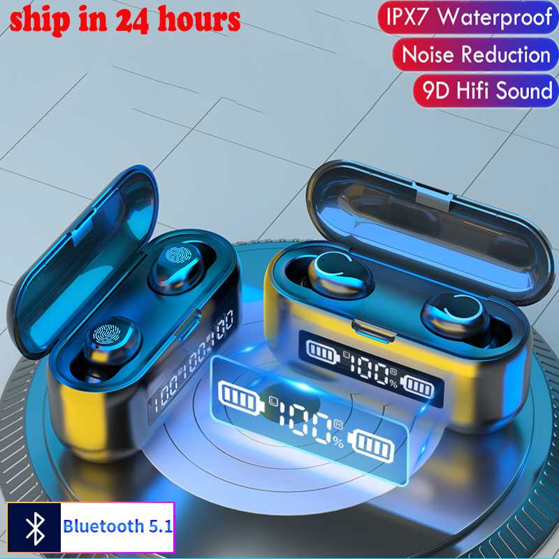 

New F9 bluetooth earphone sport wireless headphones 9D Stereo Wireless bluetooth Touch HiFi headset