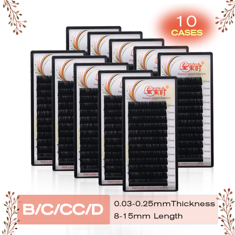 

10Pcs Eyelash Extension Individual Natural Korea Silk Volume Eyelashes Extension Faux Mink Cilios Russian Eye Lashes for Make Up