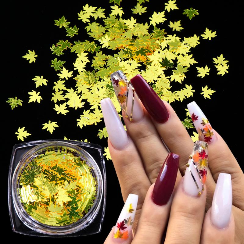 

1box 3D Nail Glitter Holographic Reflective Autumn Spangles For Manicure Sequin DIY Design Nail Art Decoration LE1555