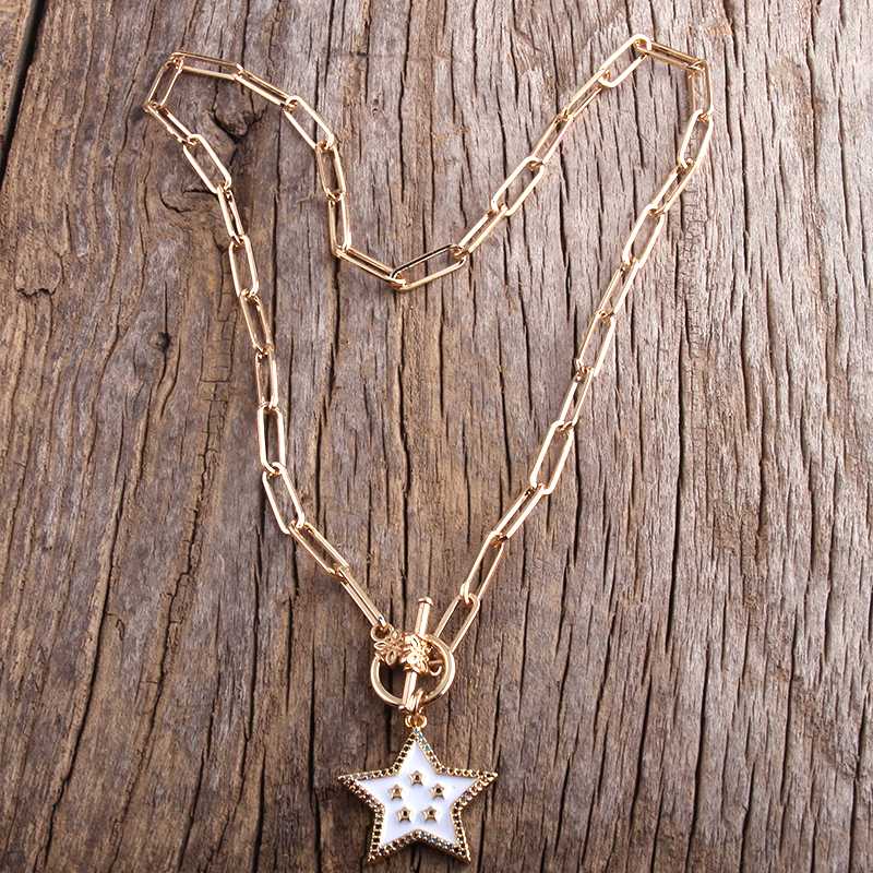 

RH Fashion Choker Necklace Collar Statement Hip Hop Chunky Gold Color Chain Star / Cross Charm Punk Necklaces