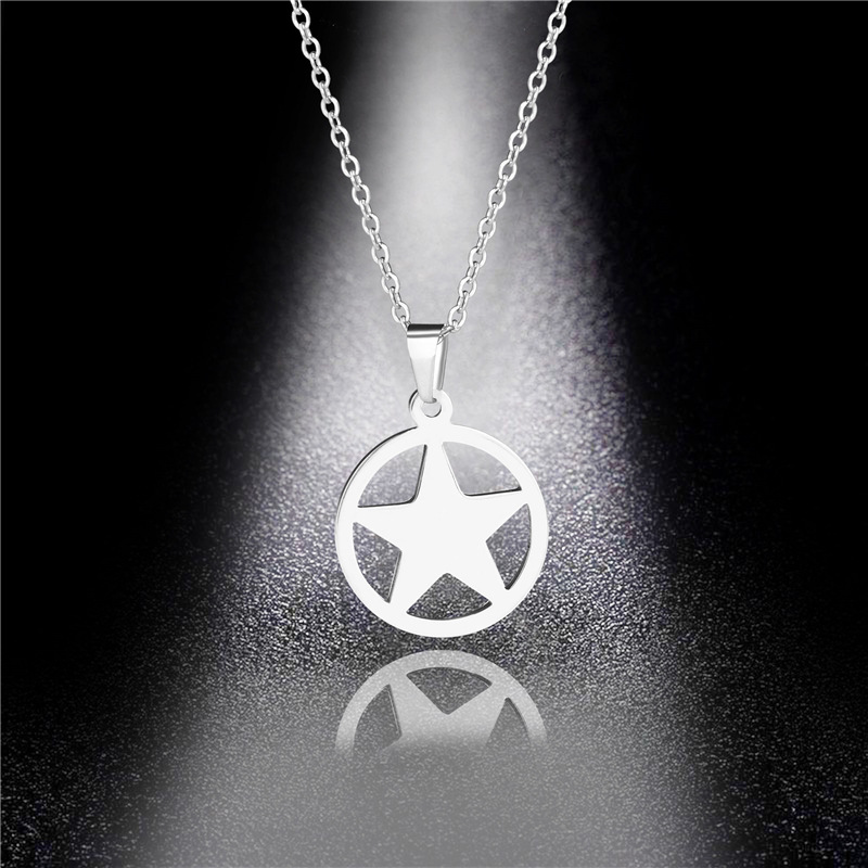 

Factory Direct Popular Simple Five-star Necklace, Glossy Stainless Steel Pendant, Titanium Steel Necklace Jewelry Wholesale