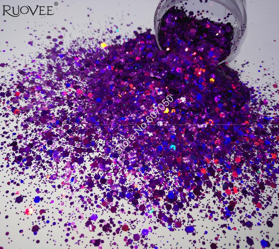 

Holographic Laser Purple Nail Glitter Mix Hexagon Paillette Spangle Powder Shape for Nail Art Makeup Facepaint Glitter Craft