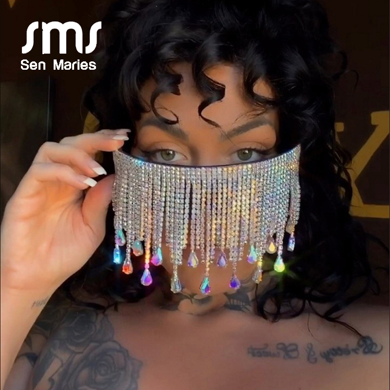 

Women's oversized sunglasses, luxury sunglasses with crystal and Diamond tassels, Steampunk goggles, White;black