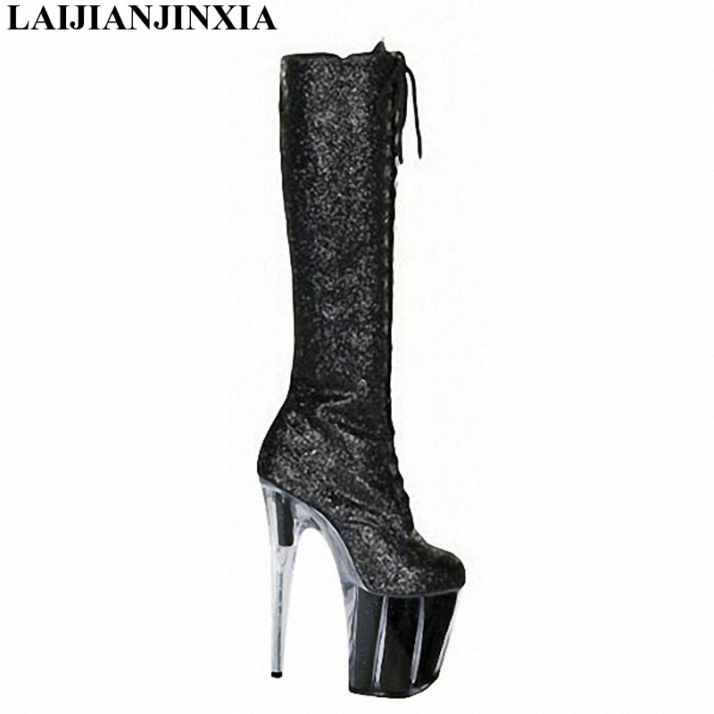 

LAIJIANJINXIA New Knee High Boots For Women 20Cm High Heels Boots Runway Shoes Trendy Shoes Plataforma Motorcycle, B068