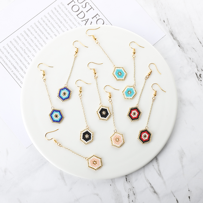 

G.YCX Vintage Turkish Black Blue Eye Dangle Drop Earrings Femme Oorbellen Personality Miyuki Earring Fashion Women Party Jewelry