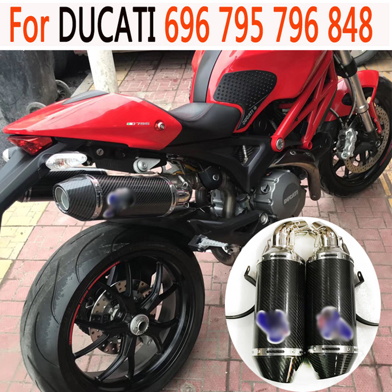 

For 696 795 796 848 Motorcycle Exhaust For TERMIGNONI Muffler Carbon Fiber Pipe Full Systems Middle Pipe With DB Killer