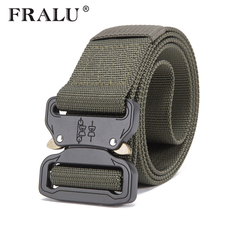 

FRALU Combat Equipment Tactical Belt Men 1000D Nylon Metal Buckle Knock Off Belts US Army Soldier Carry Waist Belt, Black