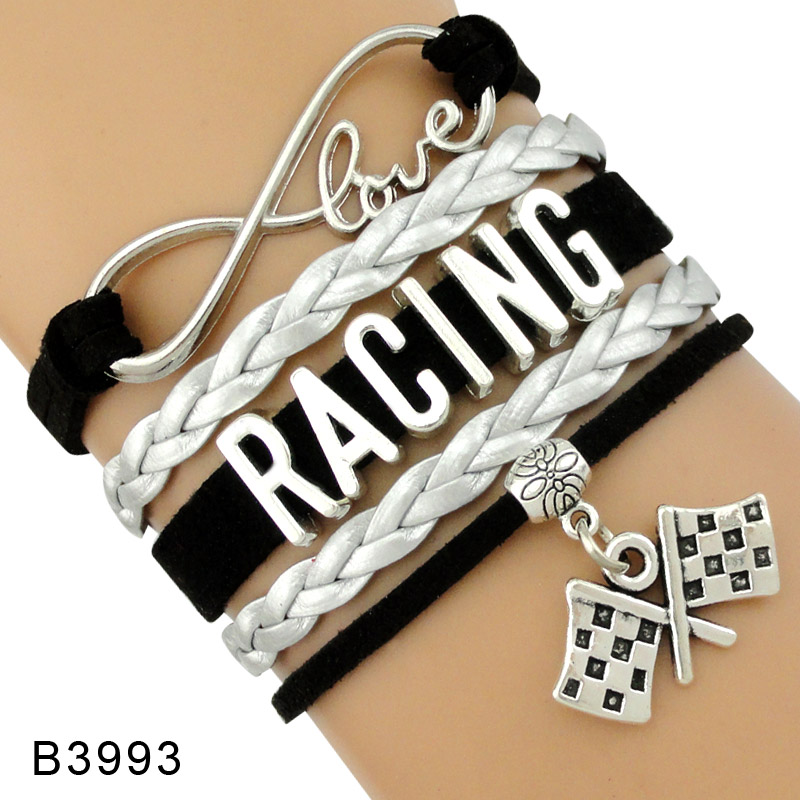 

Chick Live To Ride Cycling Motorbike Chequered Flag Motocross Auto Car Racing Bracelets For WomenCharm CharmCharm Charm