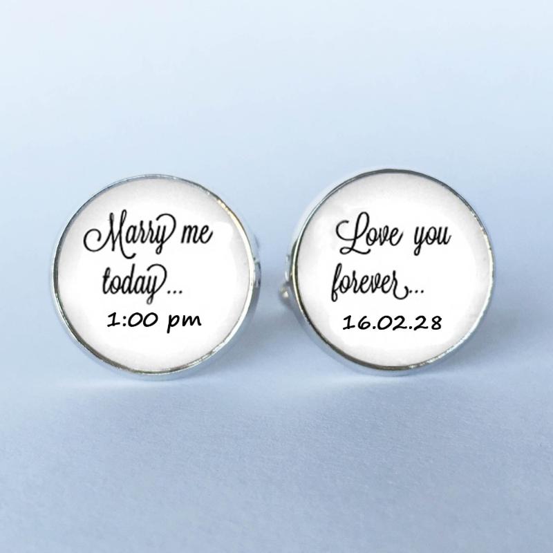 

1Pair Marry Me Today Groom Cufflinks Custom Wedding Date Cufflinks - Wedding Cuff Links for the Groom Love Me Forever