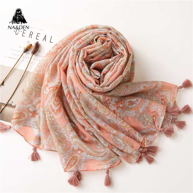 

2020 new flowers printing viscose summer scarf with tassel Fashion beach Wraps Spring Shawls Hijab gift wholesales