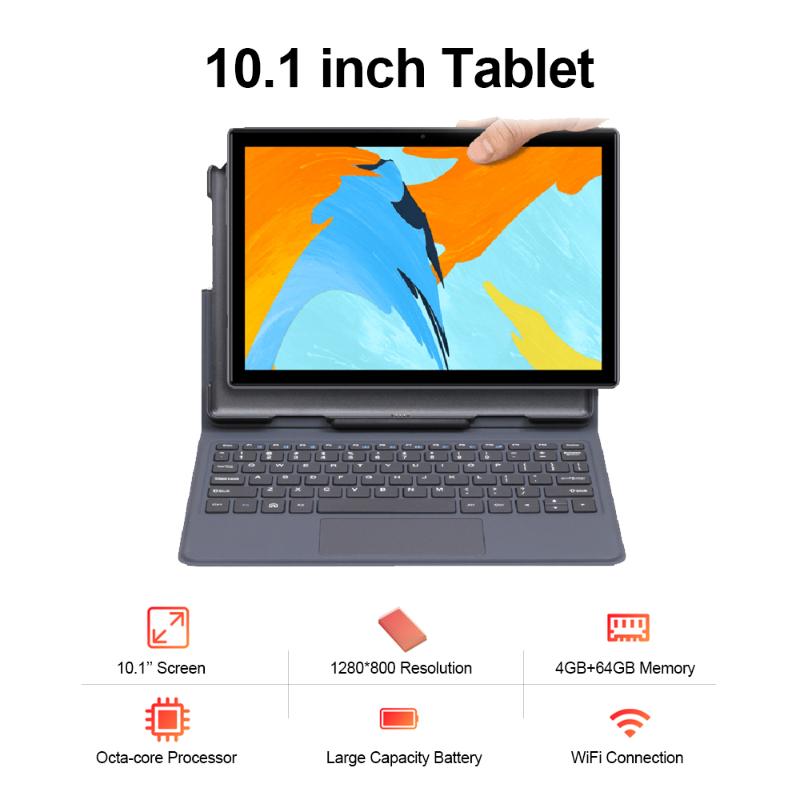 

10.1 inch Tablet MTK6763 Octa-core Processor 1280*800 Resolution Android 8.0 4GB+64GB Tablet with Keyboard Gold EU/US Plug, Gray
